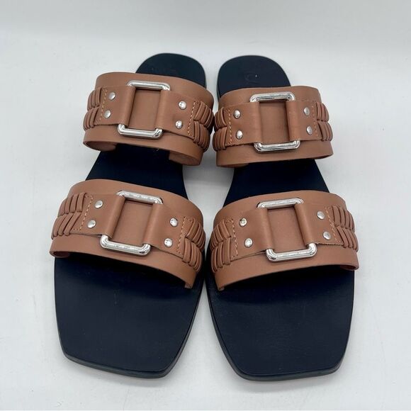CAVERLEY Tabby Leather Slides in Tan Size 38 - Picture 1 of 7